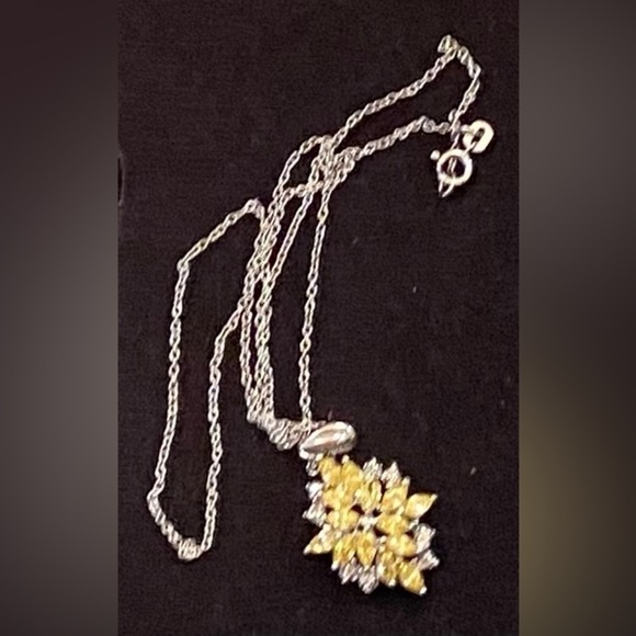 NWT Lord & Taylor sterling silver white/yellow cubic zirconia  pendant marked - Picture 2 of 9
